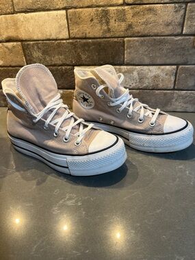 Converse High Top Platform Sneakers - Taupe